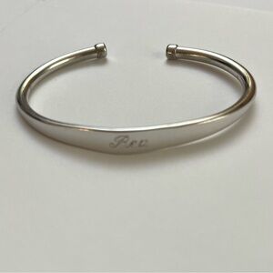 Vintage Silver Tone Open Cuff Bangle Bracelet Personalized with Name "BEV"